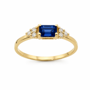 Anillo con Rubí, Zafiro o Esmeralda y Diamantes
