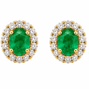 Pendientes Orla de esmeraldas y Diamantes