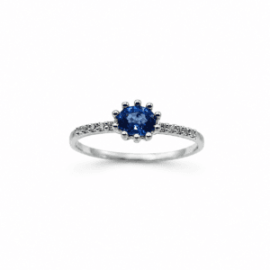 Anillo Aura de Oro 18K, Piedra Preciosa y Diamantes